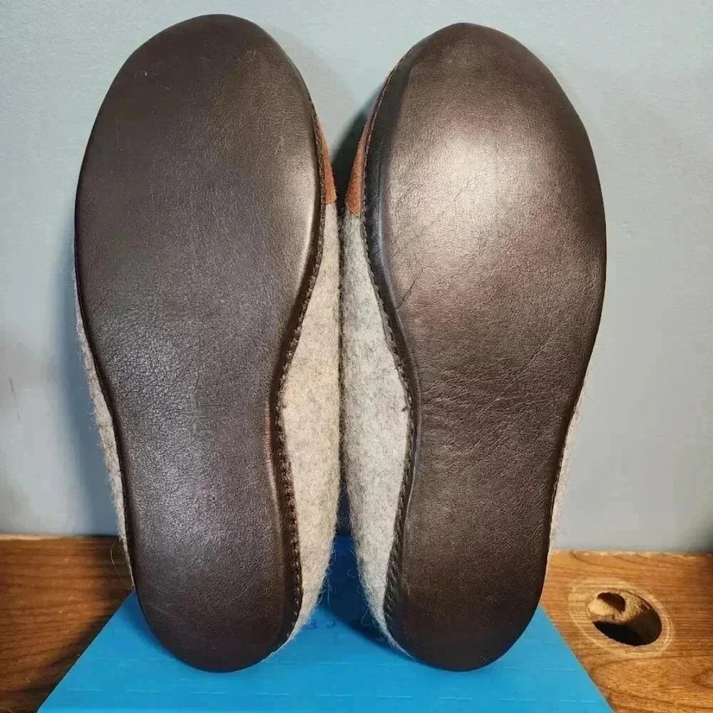 NWOT Bure Bure Felted Wool Beige WOOCAPS for Men, Slippers, Sz. 11.5-12 - Picture 6 of 7